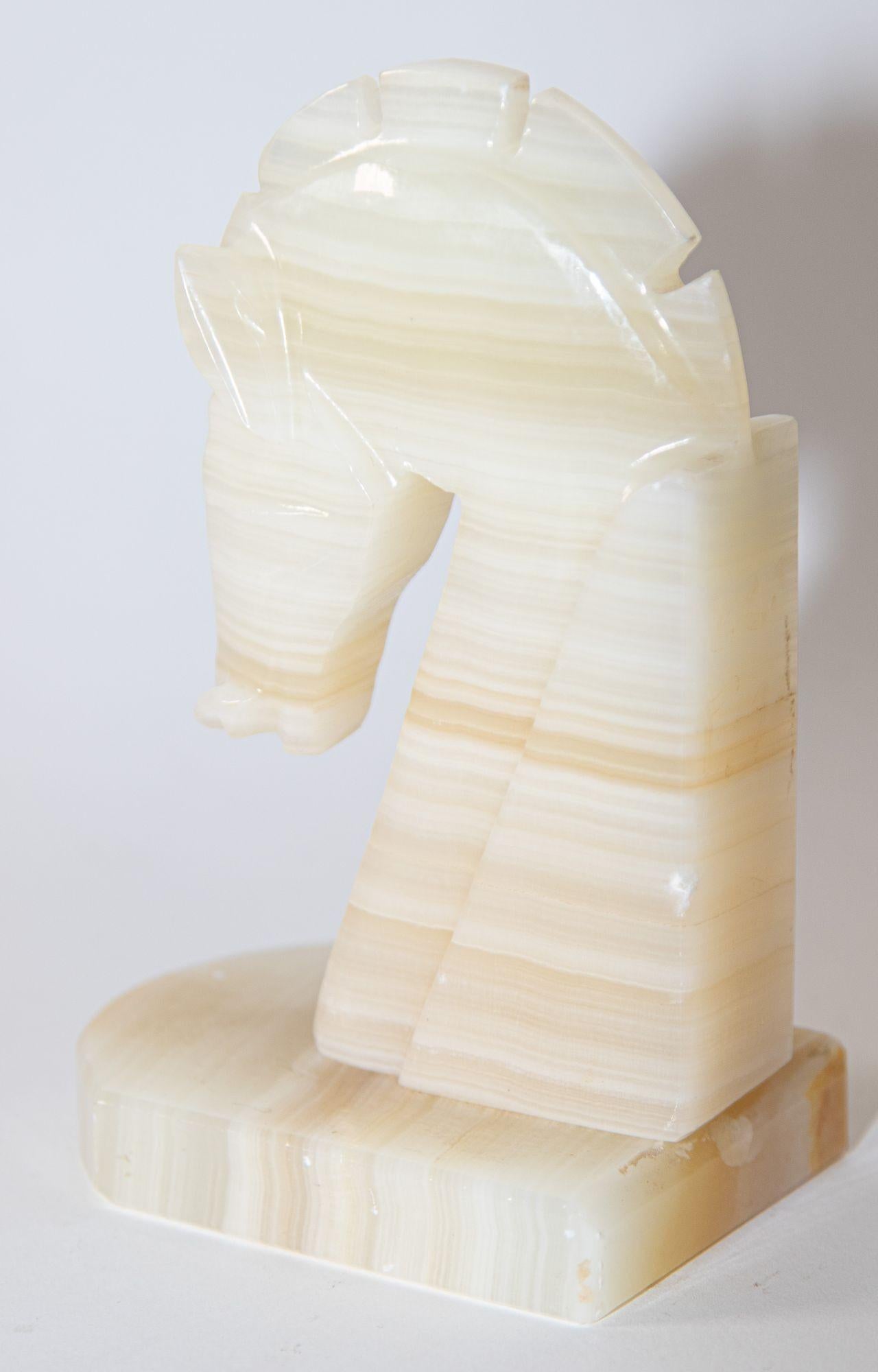 20ième siècle Presse-papiers Art Déco tête de cheval en onyx
