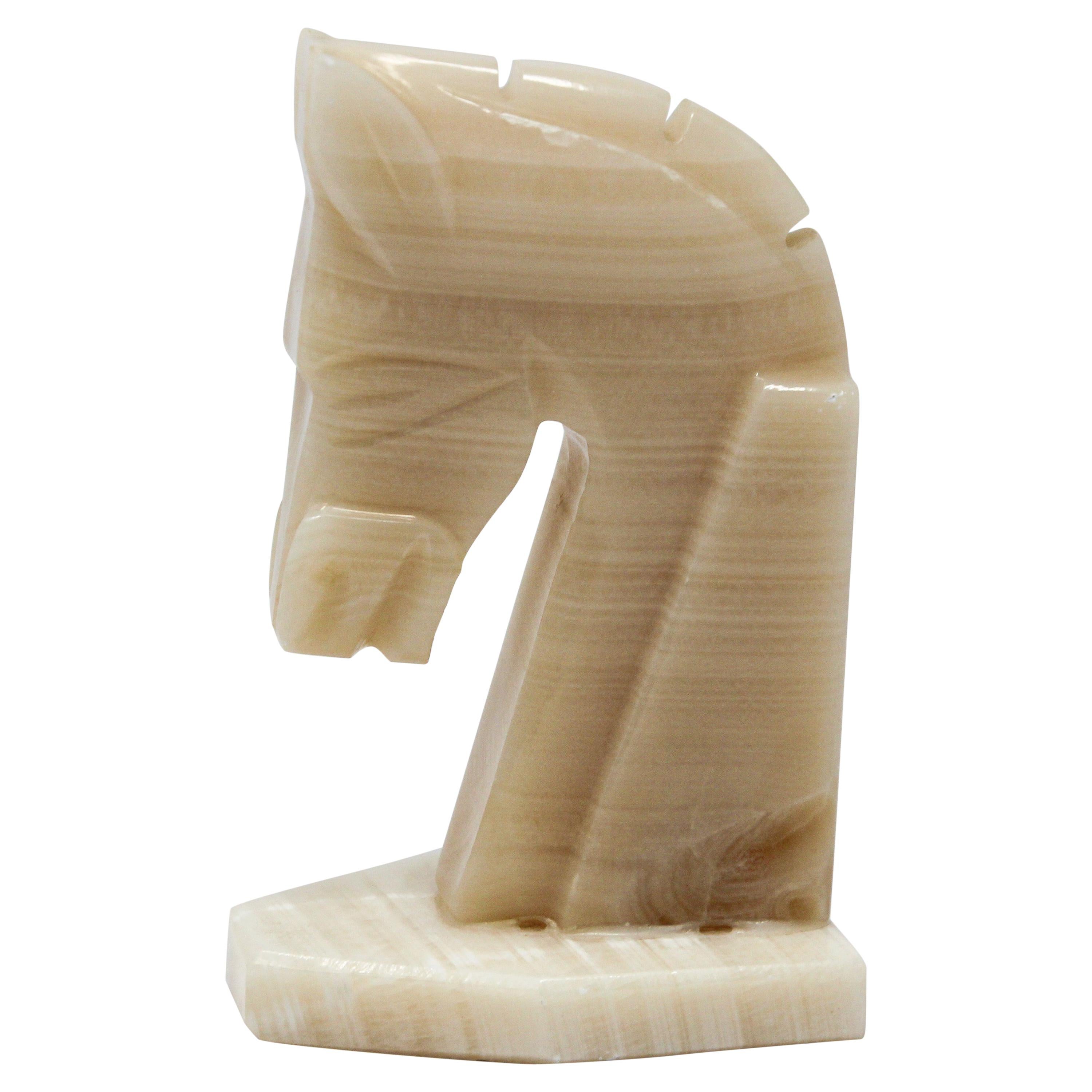 Art Deco Onyx Horse Head Paperweight