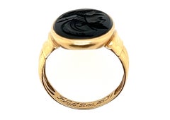 Art Decó Onyx Intaglio Cameo Cocktail Ring Antiguo Original 1938 Oro