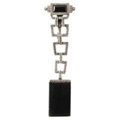Art Deco Onyx Marcasite Brooch