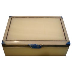 Antique Art Deco Onyx - Silver and Lapis Lazuli Box, circa 1925 Sold by Asprey London