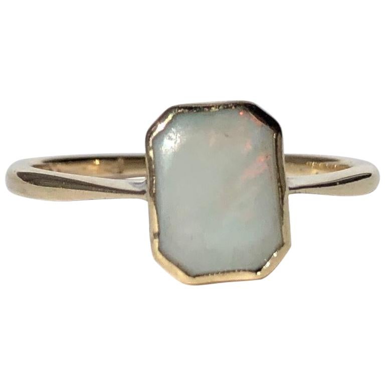 Art Deco Opal and 18 Carat Gold Ring