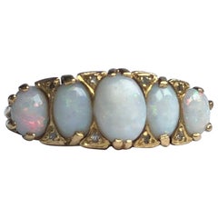 Antique Art Deco Opal and 9 Carat Gold Five-Stone Ring