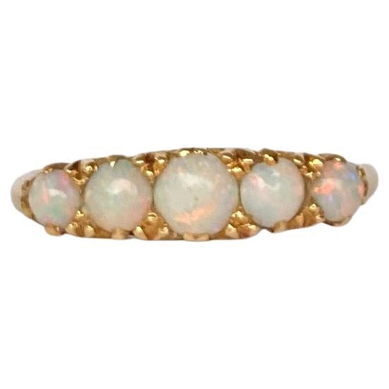 Art Deco Opal and 9 Carat Gold Five-Stone Ring For Sale