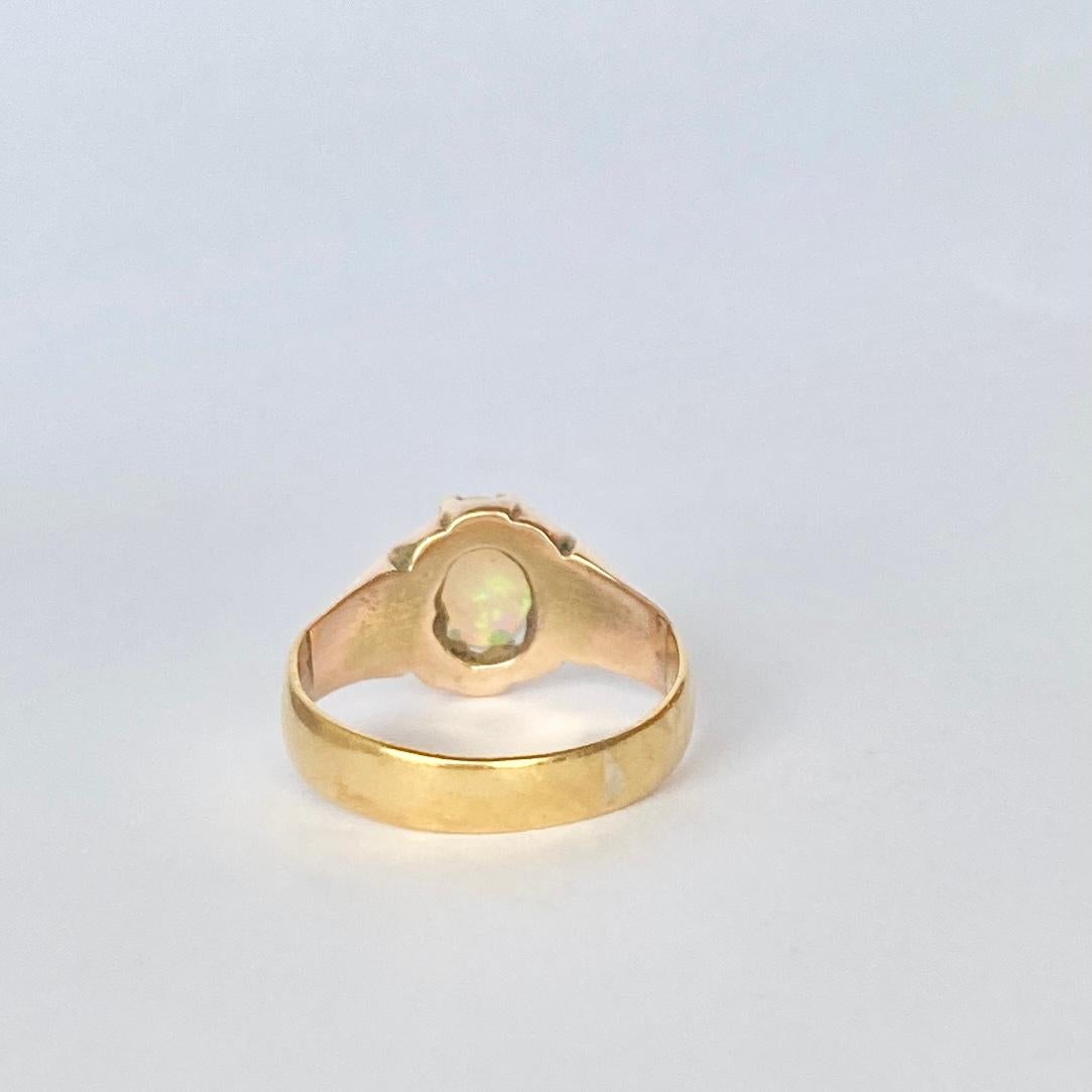Art Deco Opal and 9 Carat Gold Ring In Good Condition In Chipping Campden, GB