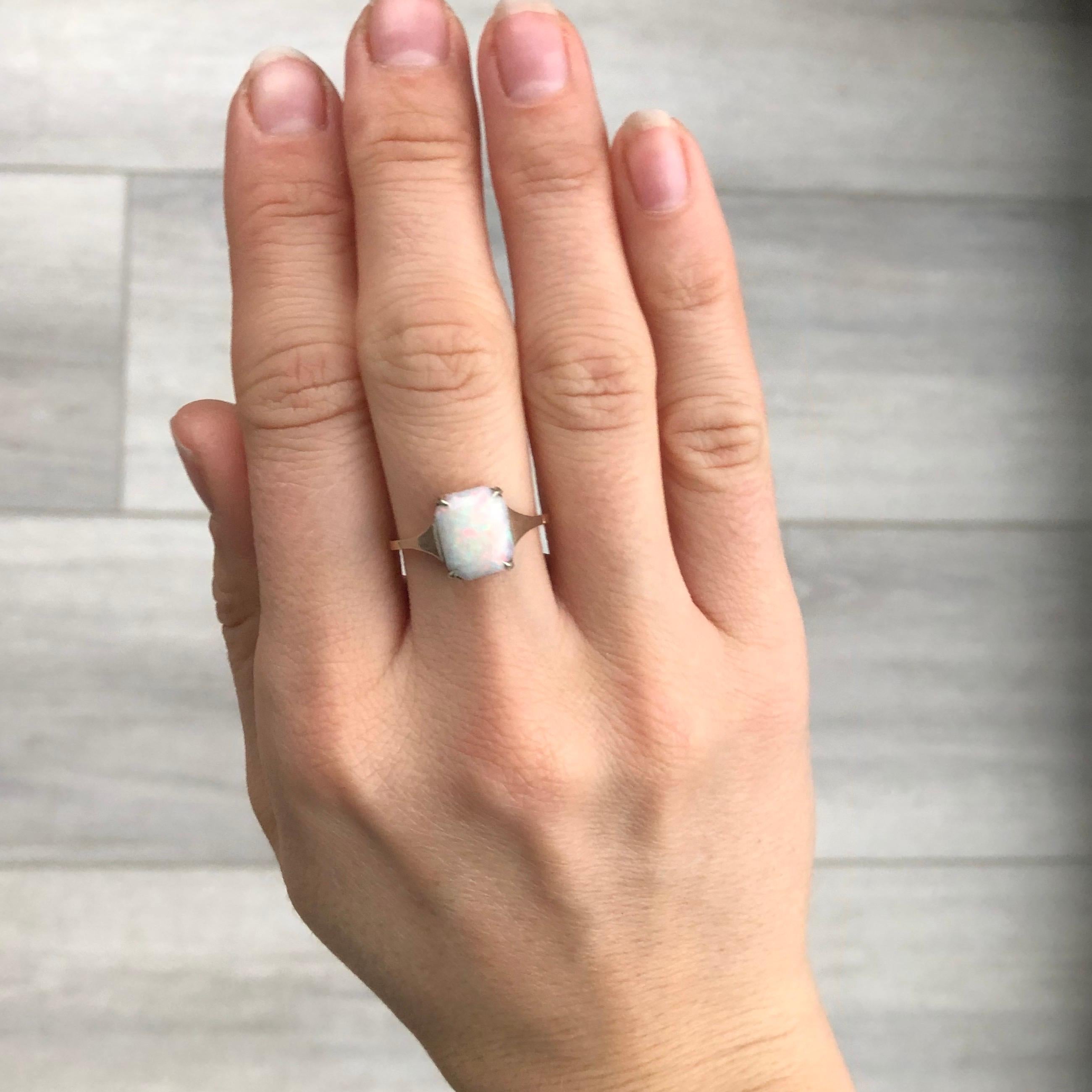 Bague Art déco en or 9 carats et opale Pour femmes en vente