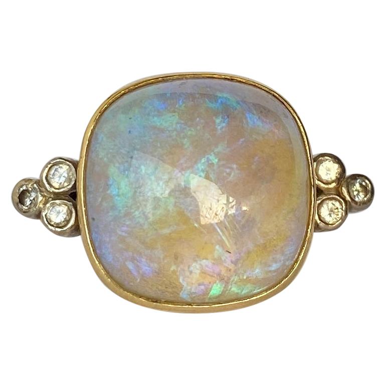 Art Deco Opal and Diamond 18 Carat Gold Ring