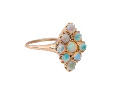 Art Deco Opal Cabochon Navette "Diamond" Shape Cluster
