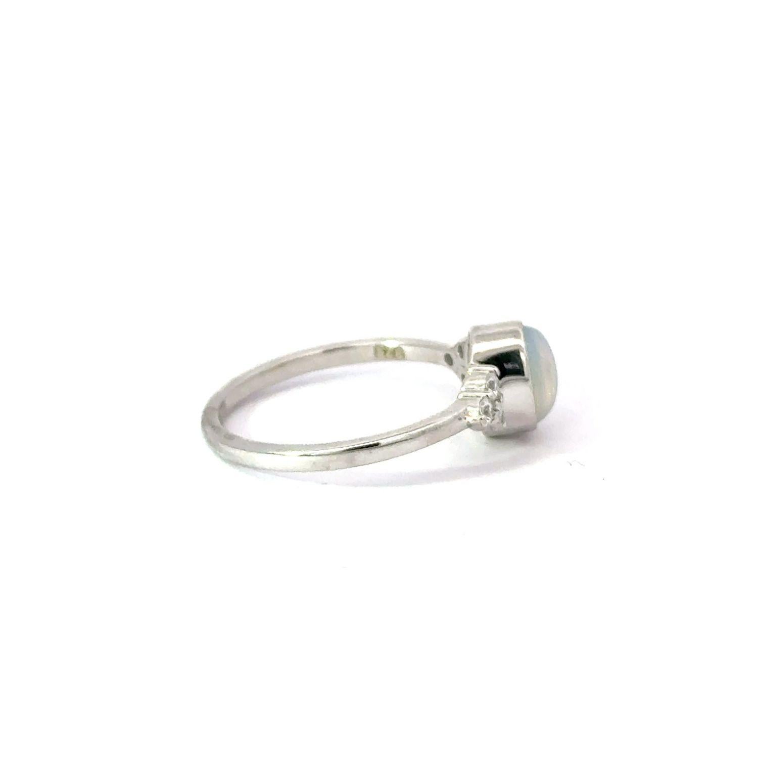 For Sale:  Art Deco Style Opal & CZ Womens Wear Promise Ring for Her in 925 Sterling Silver 5