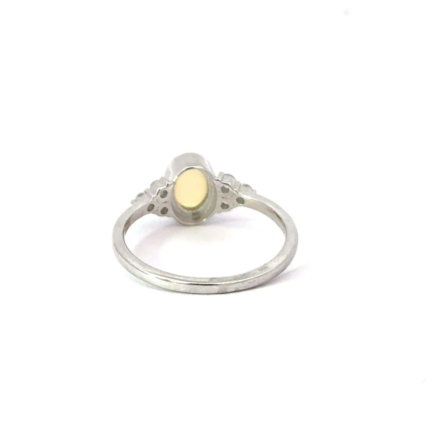 For Sale:  Art Deco Style Opal & CZ Womens Wear Promise Ring for Her in 925 Sterling Silver 9