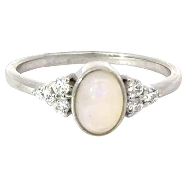 For Sale:  Art Deco Style Opal & CZ Womens Wear Promise Ring for Her in 925 Sterling Silver