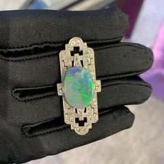 Art Deco Opal & Diamond Brooch