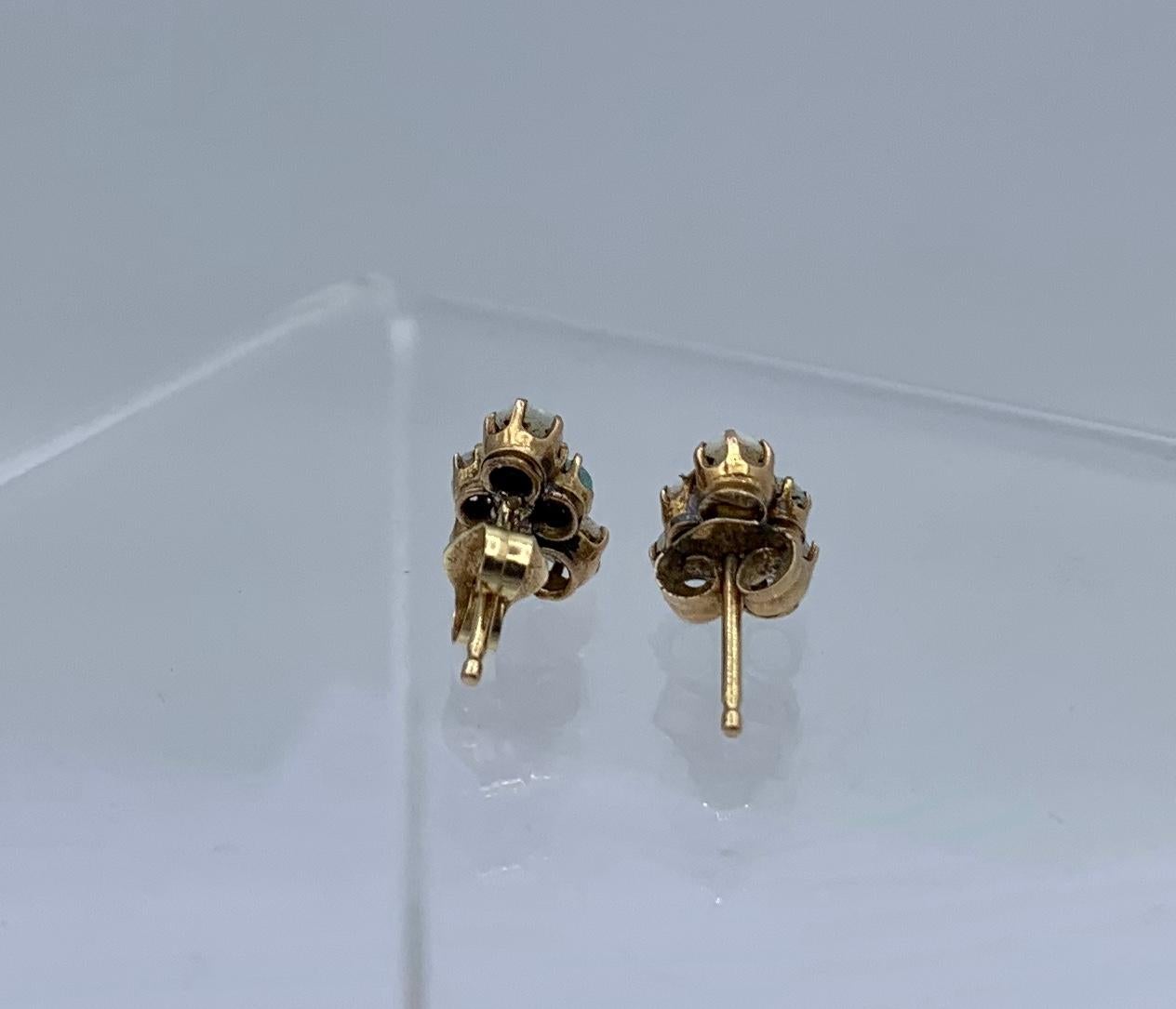 Art Deco Opal Pearl Earrings Star Motif 14 Karat Gold Antique For Sale 1