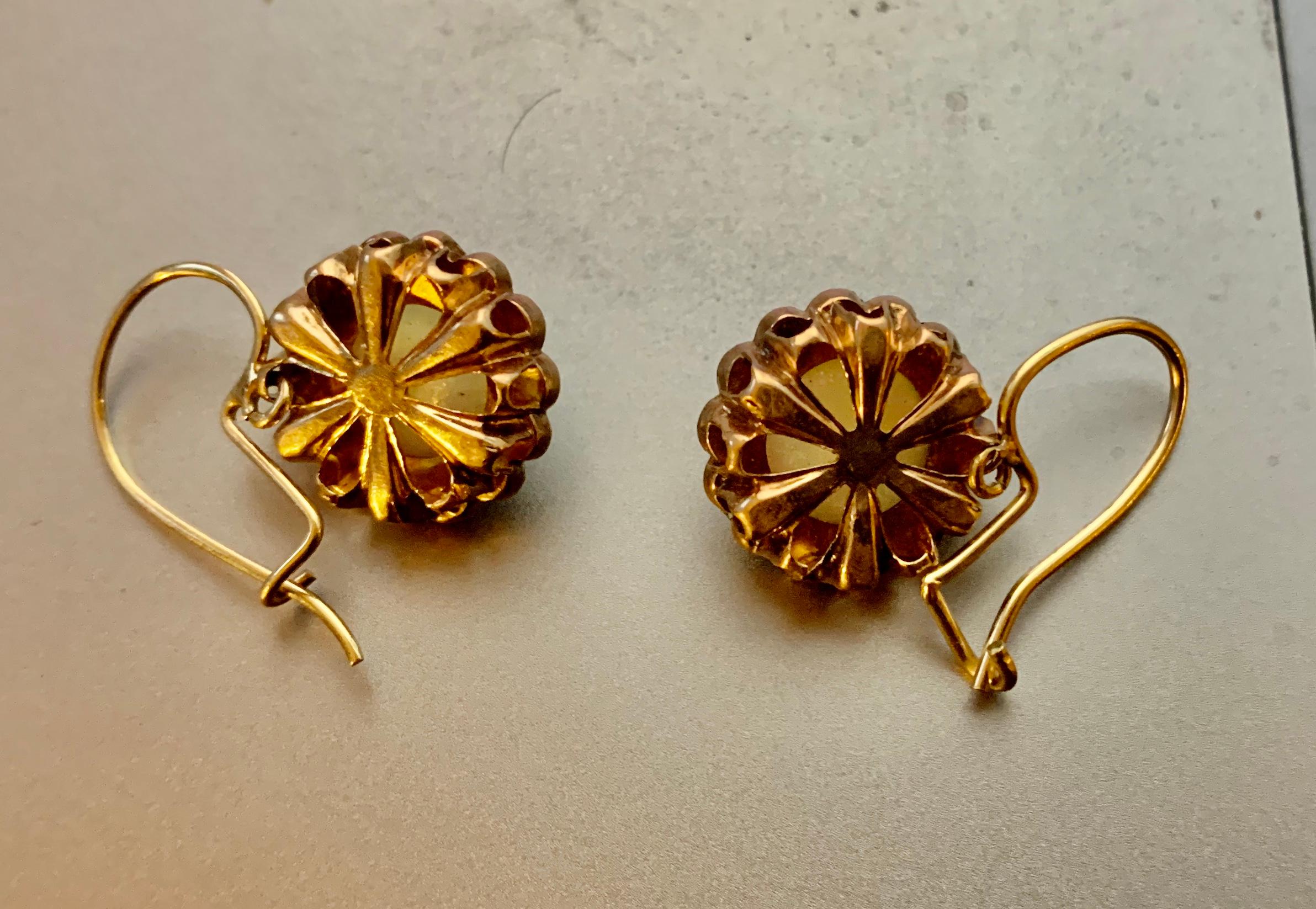 Women's Art Deco Opal Pendant Drop Earrings 14 Karat Gold Antique For Sale