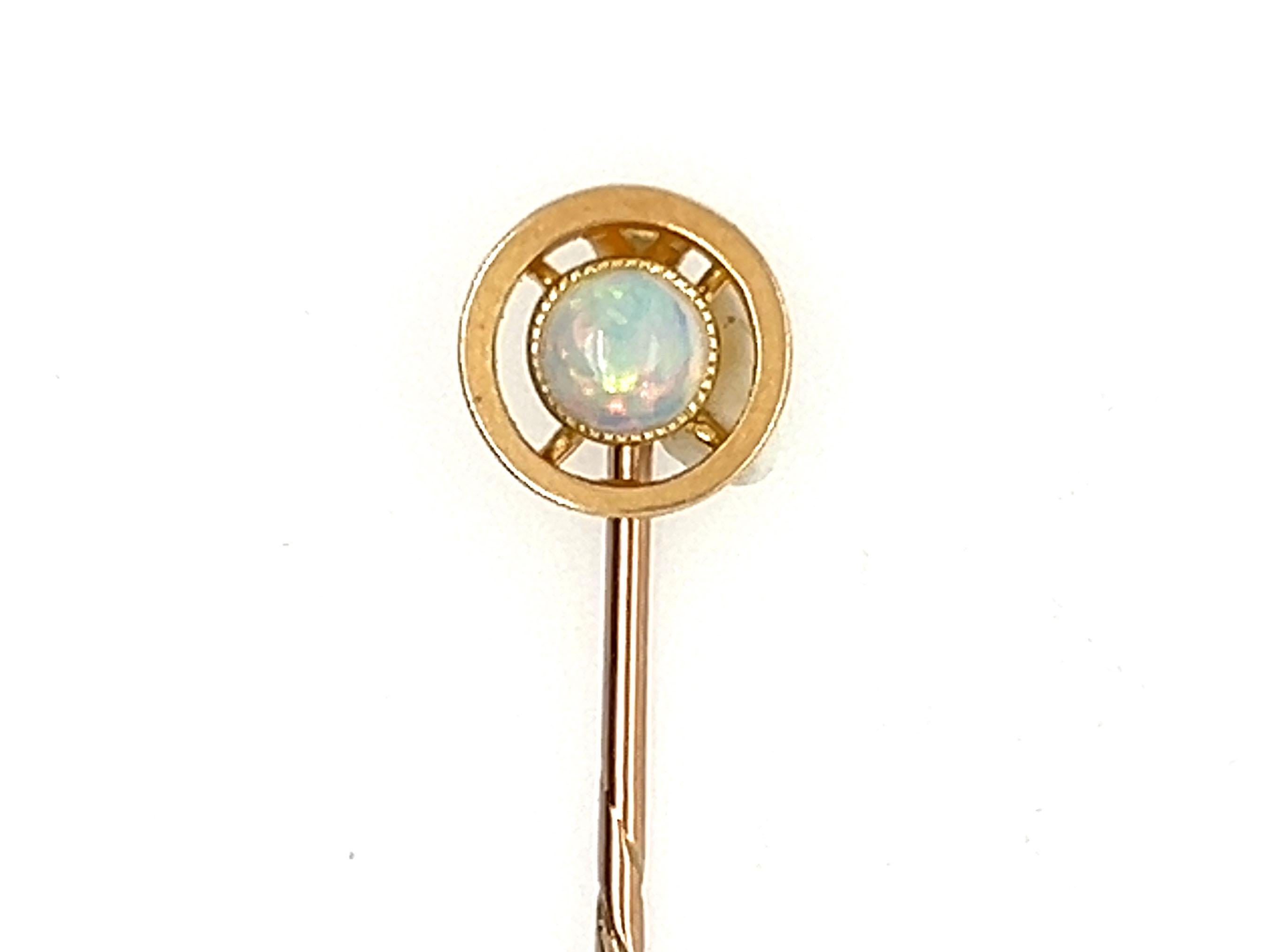Art Deco Opal Pendant Stick Pin Antique Yellow Gold Original 1920's In Excellent Condition For Sale In Dearborn, MI