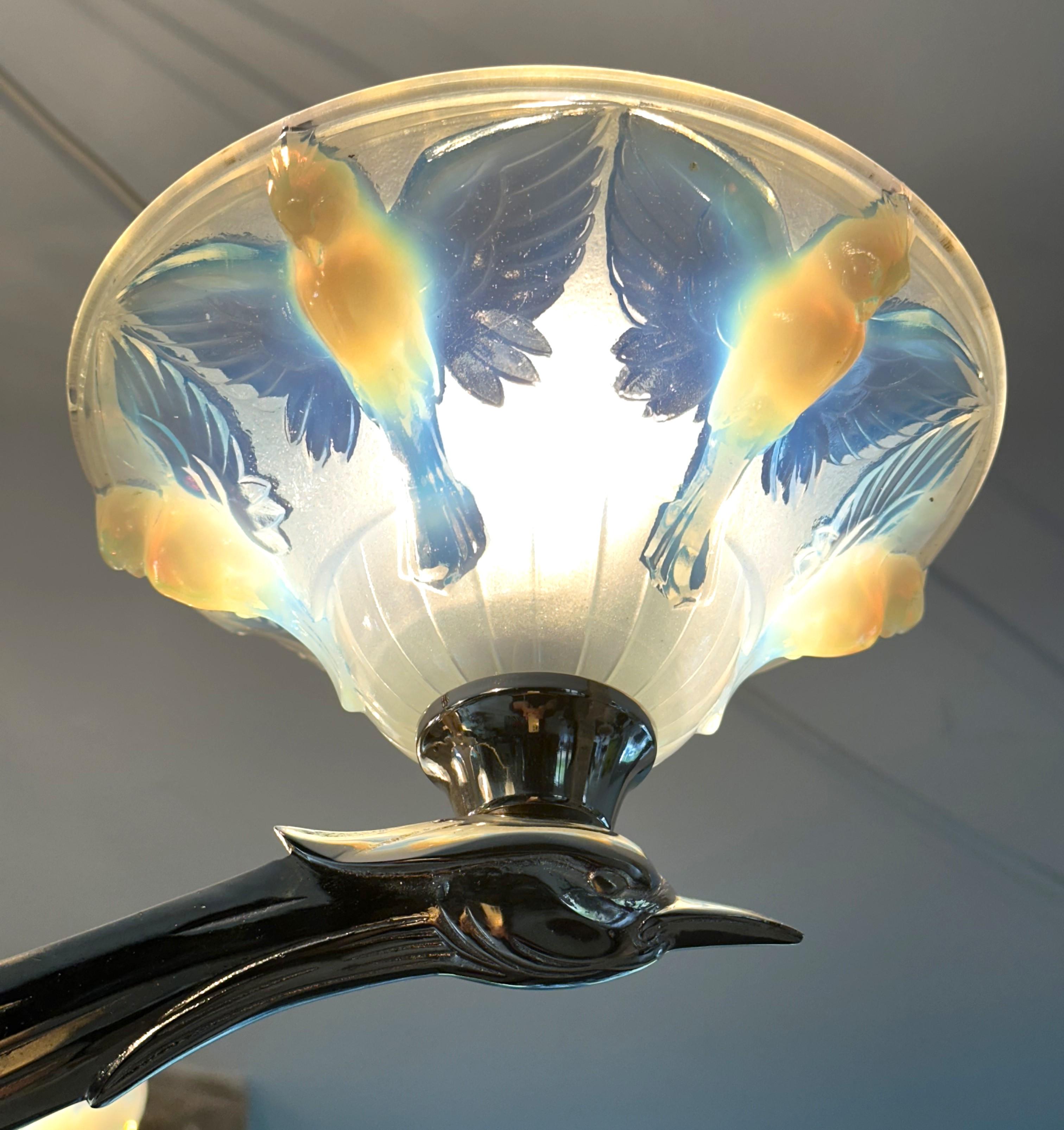 Art Deco Opalescent Chandelier by Boris Lacroix, France 1935 For Sale 5
