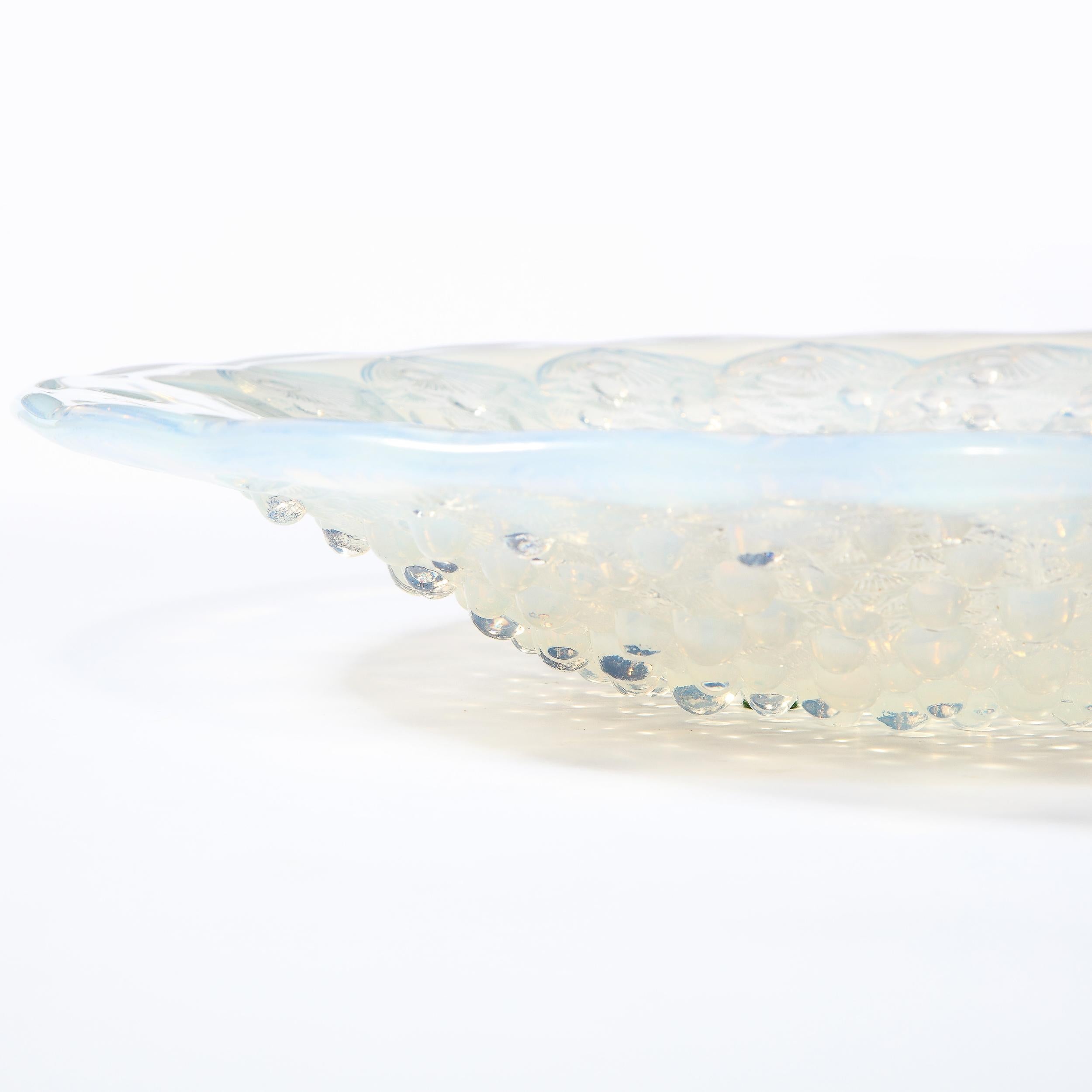 Art Deco Opalescent Glass Center Bowl with Repeating Fish Motif by Lalique 3