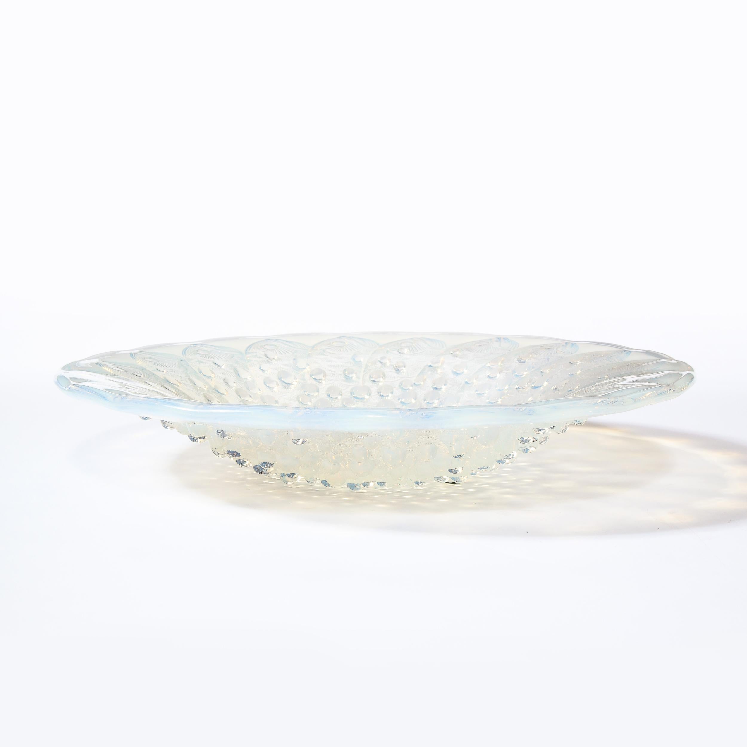 Art Deco Opalescent Glass Center Bowl with Repeating Fish Motif by Lalique 4