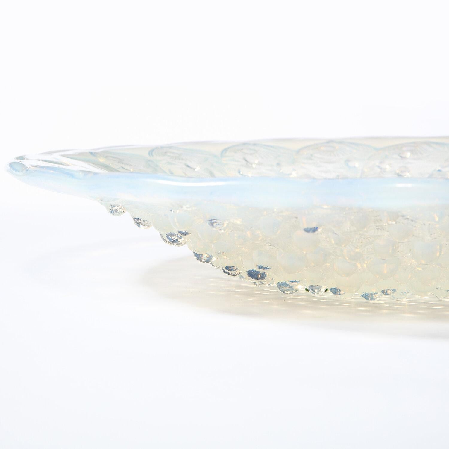 Art Deco Opalescent Glass Center Bowl with Repeating Fish Motif by Lalique For Sale 3