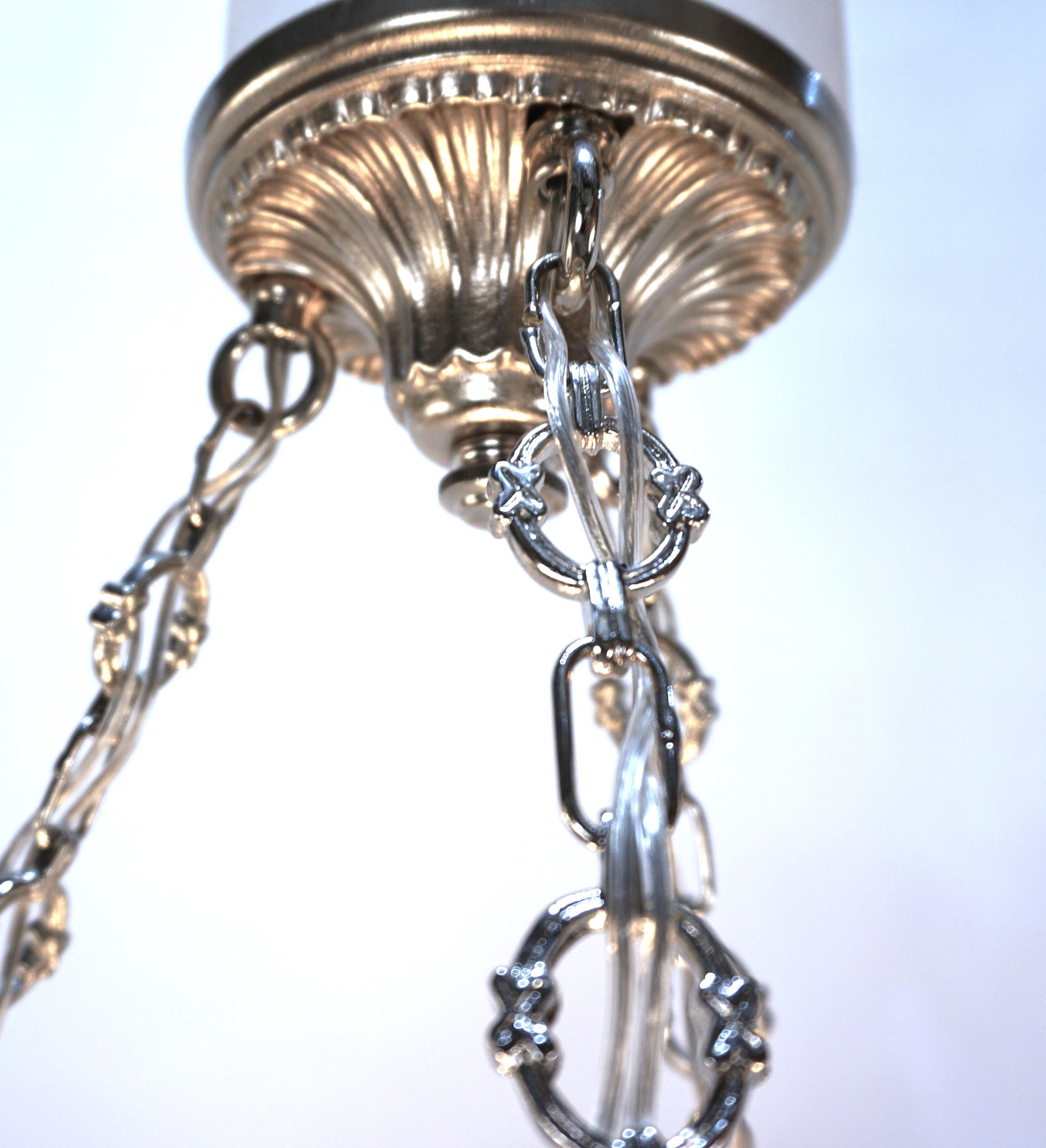 Early 20th Century Art Deco Opalescent Glass Kingfisher Birds Chandelier  #2 For Sale