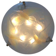 Art Deco Opalescent Glass Kingfisher Birds Chandelier  #2