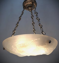 Art Deco Opalescent Glass Kingfisher Birds Chandelier #4