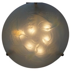 Art Deco Opalescent Glass Kingfisher Birds Chandelier #4