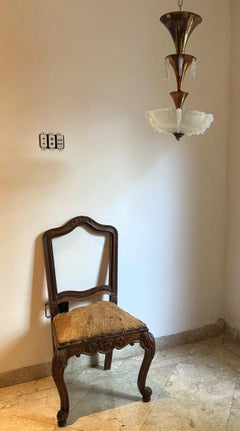 Art Deco Opalescent Glass Pendant Light, France circa 1940