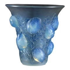 Vintage Art Deco Opalescent Glass Vase Entitled 'St Francois' by René Lalique