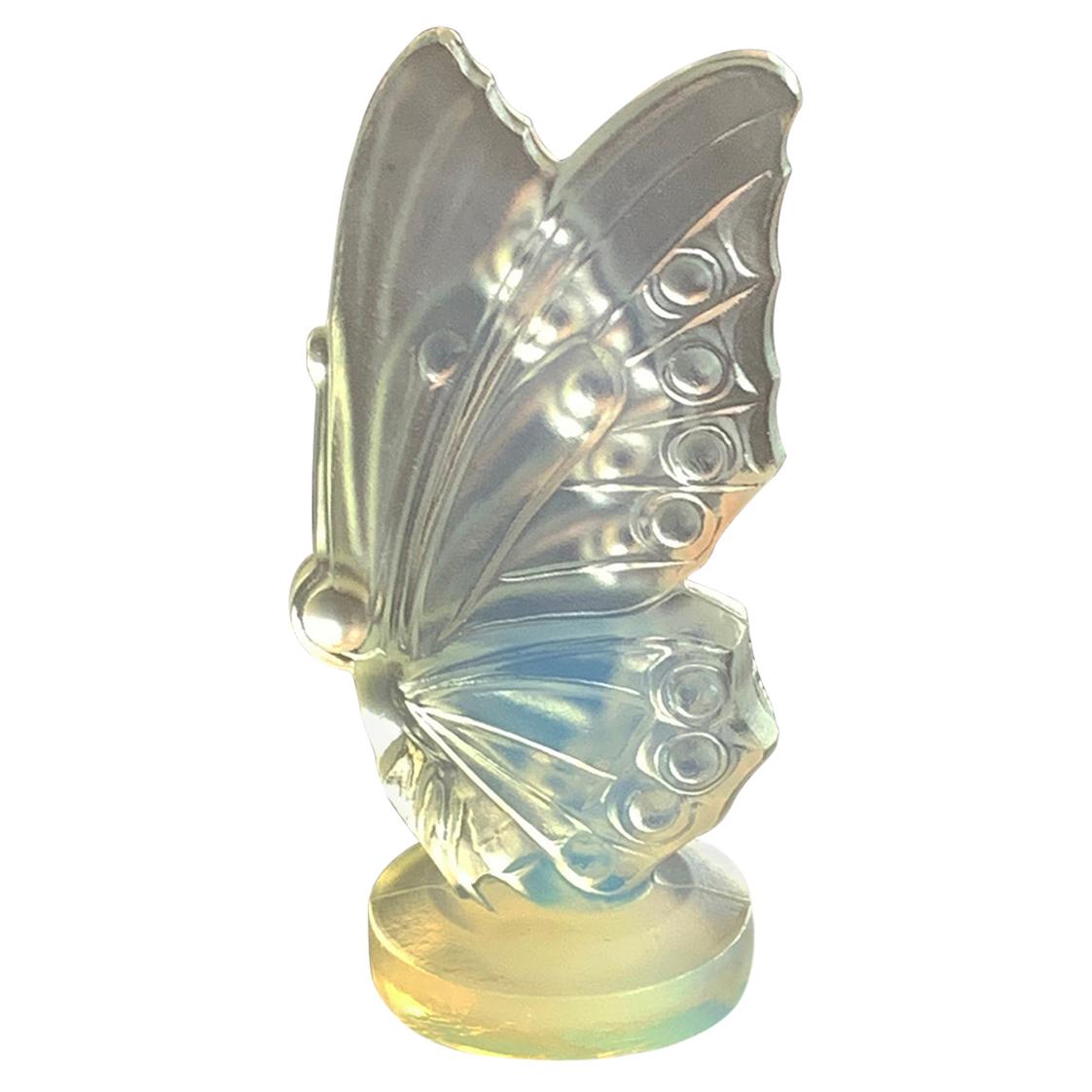 Art Deco Opalescent Sabino Art Glass Figurine of a Butterfly with Wings Closed For Sale