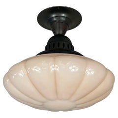 Art Deco Opaline & Burnished Brass Flush Mount, Germany 1920s to 1930s