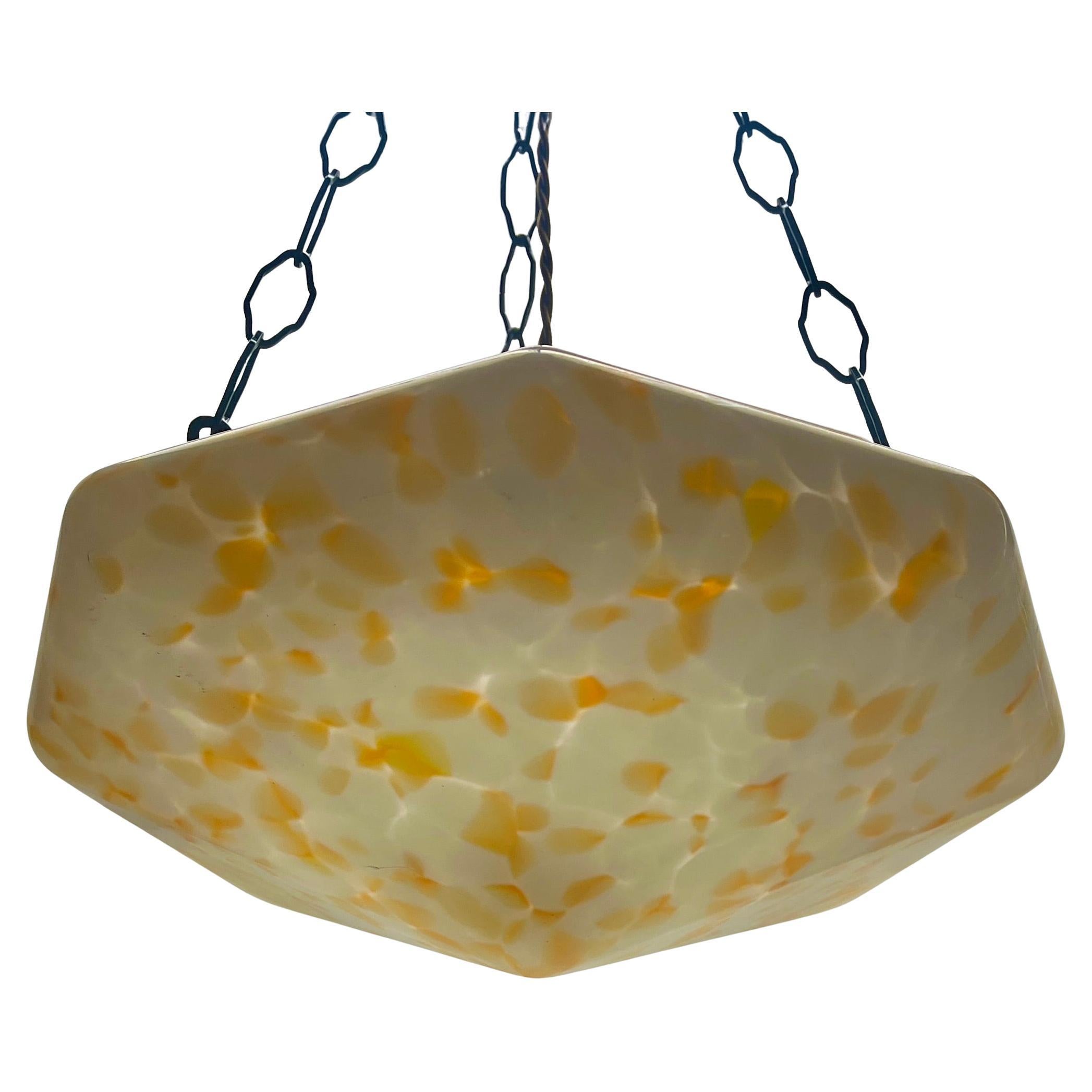 Lampada da soffitto opalina Art Deco, Scailmont Belgio, paralume in vetro collord, anni '30 in vendita 5
