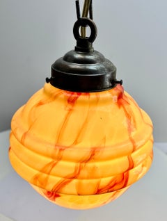 Art Deco Opaline Ceiling Lamp, Scailmont Belgium collord Glass Shade, 1930s