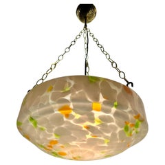Art Deco Opaline Ceiling Lamp, Scailmont Belgium collord Glass Shade, 1930s