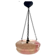 Art Deco Opaline Ceiling Lamp, Scailmont Belgium collord Glass Shade, 1930s