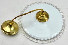Art Deco Opaline Ceiling Lamp, Scailmont Belgium Glass Shade, 1930s