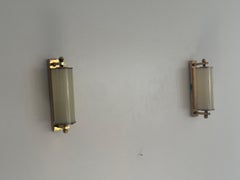 Art Deco Opaline Glass and Brass Sconces, 1940s, Germany