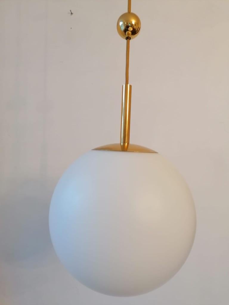 Mid-20th Century Art Deco Opaline Glass Ball Pendants For Sale