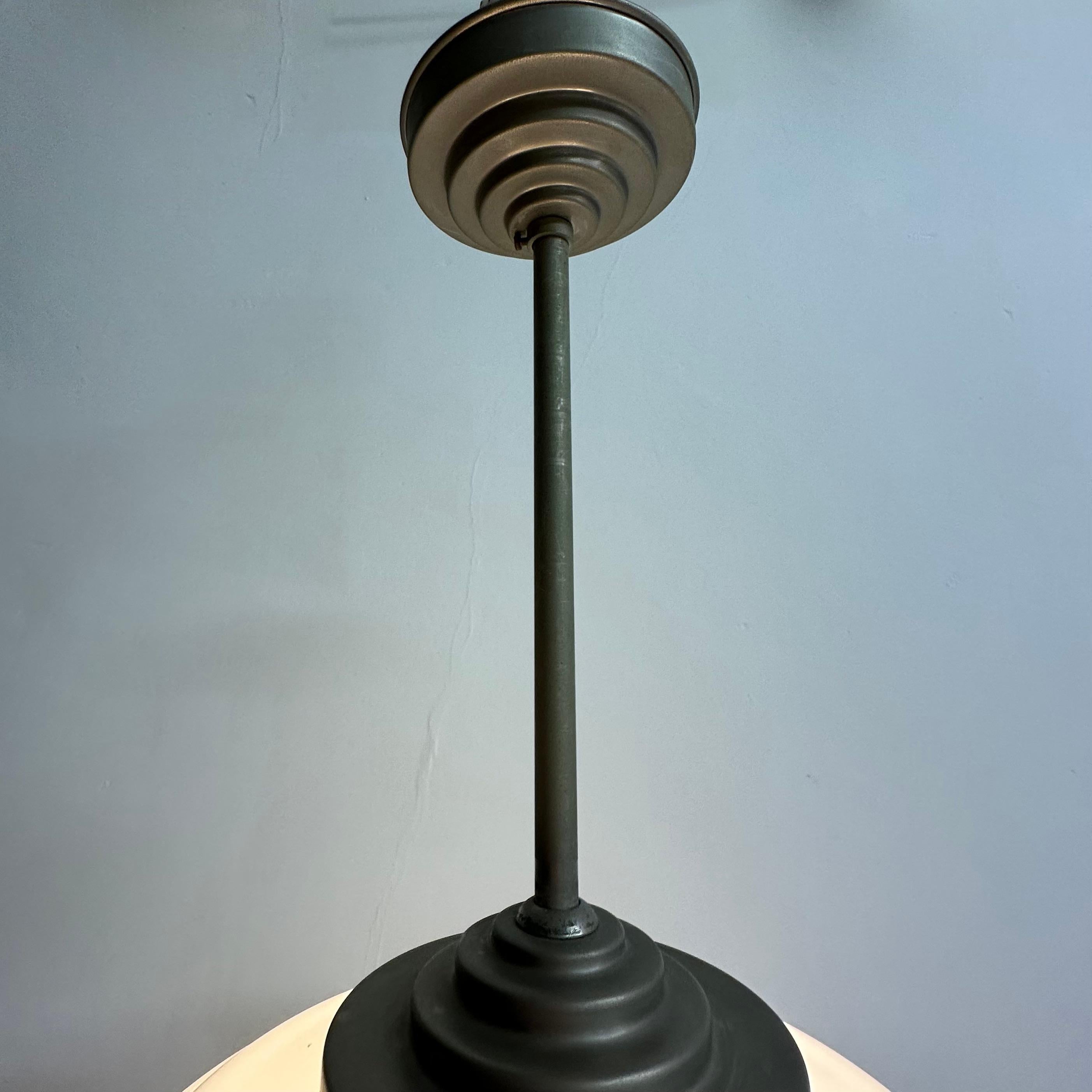 Art deco opaline glass ceiling lamp , 1930’s For Sale 6