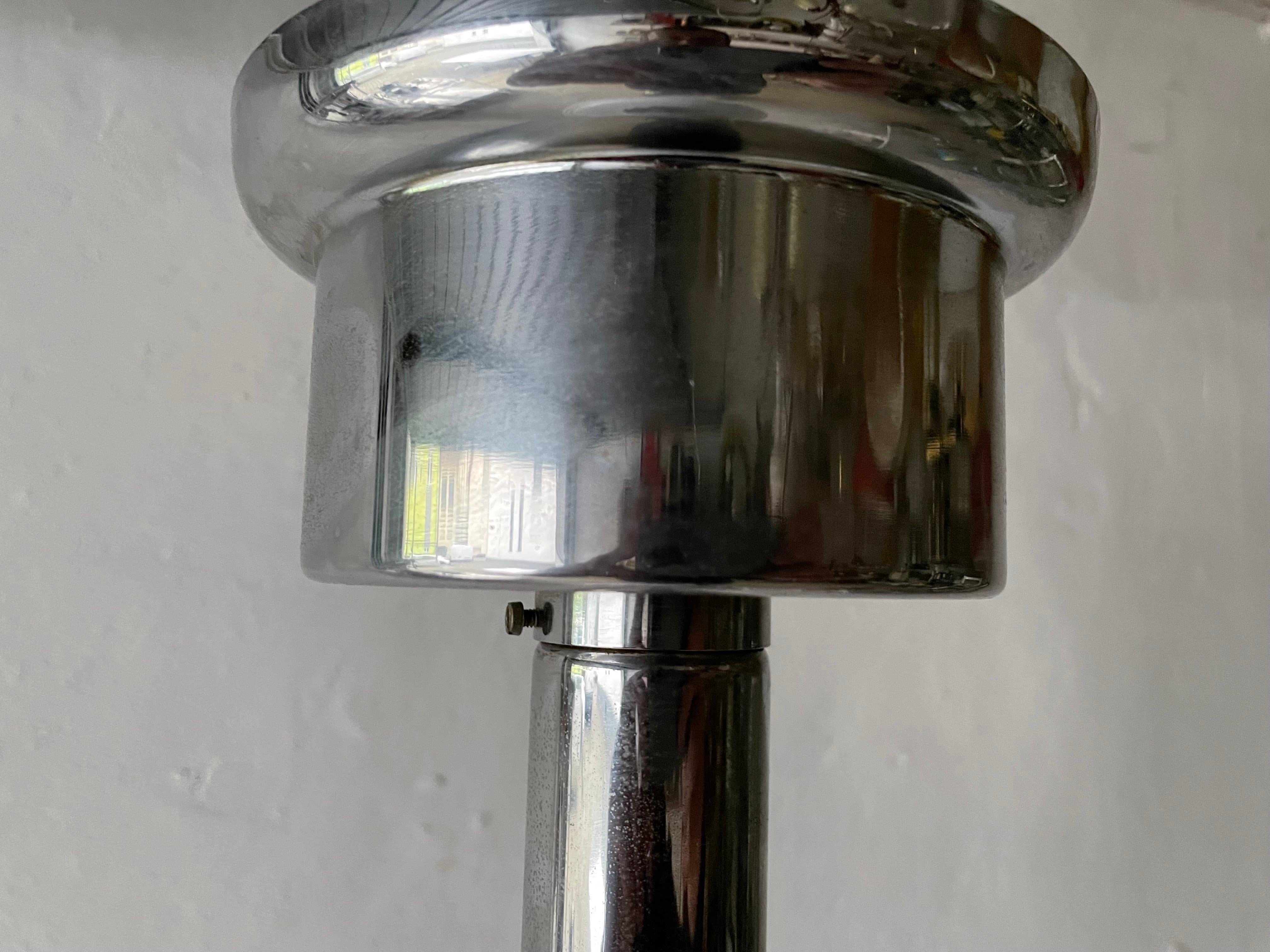 Art Deco Opaline Glass & Chrome Ceiling Lamp, 1940s, Italy For Sale 7