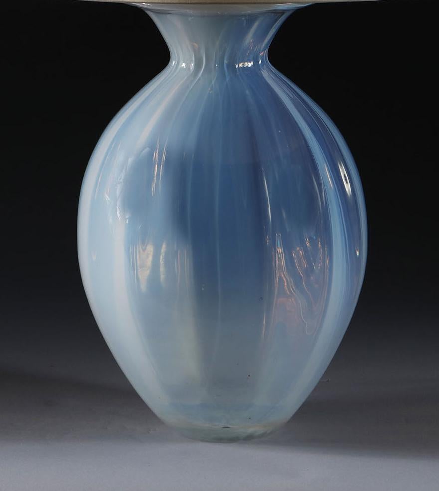 French Art Deco Opaline Glass Vase as a Lamp