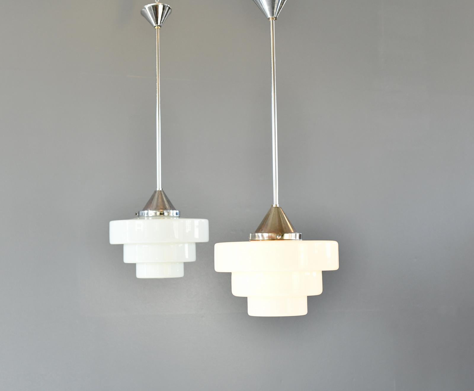 Art Decó Opaline Lights By Edison Circa 1930s en venta 4