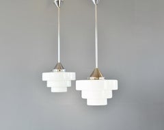 Art Decó Opaline Lights By Edison Circa 1930s