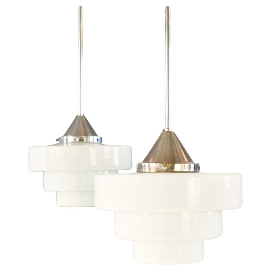 Art Decó Opaline Lights By Edison Circa 1930s en venta