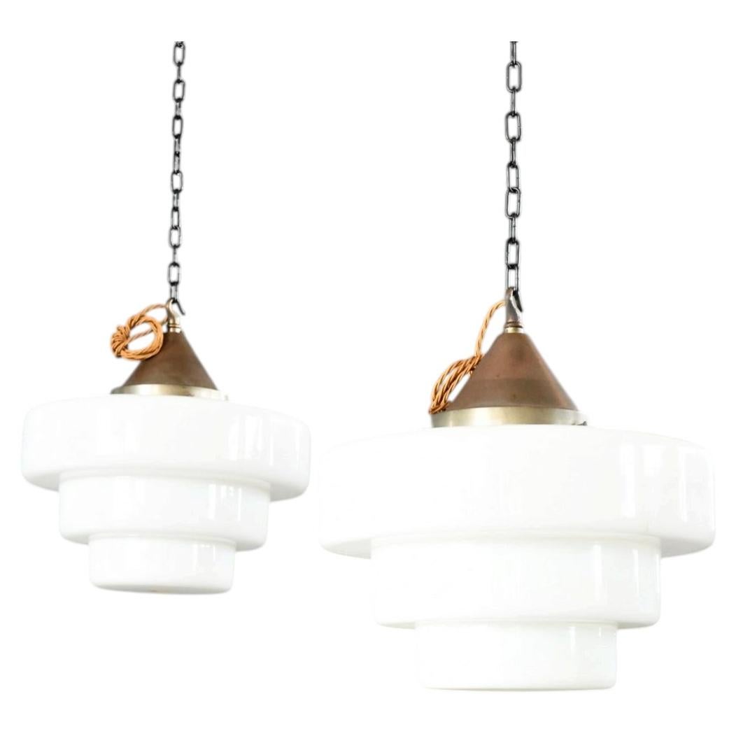 Art Deco Opaline Lights By Edison Circa 1930s