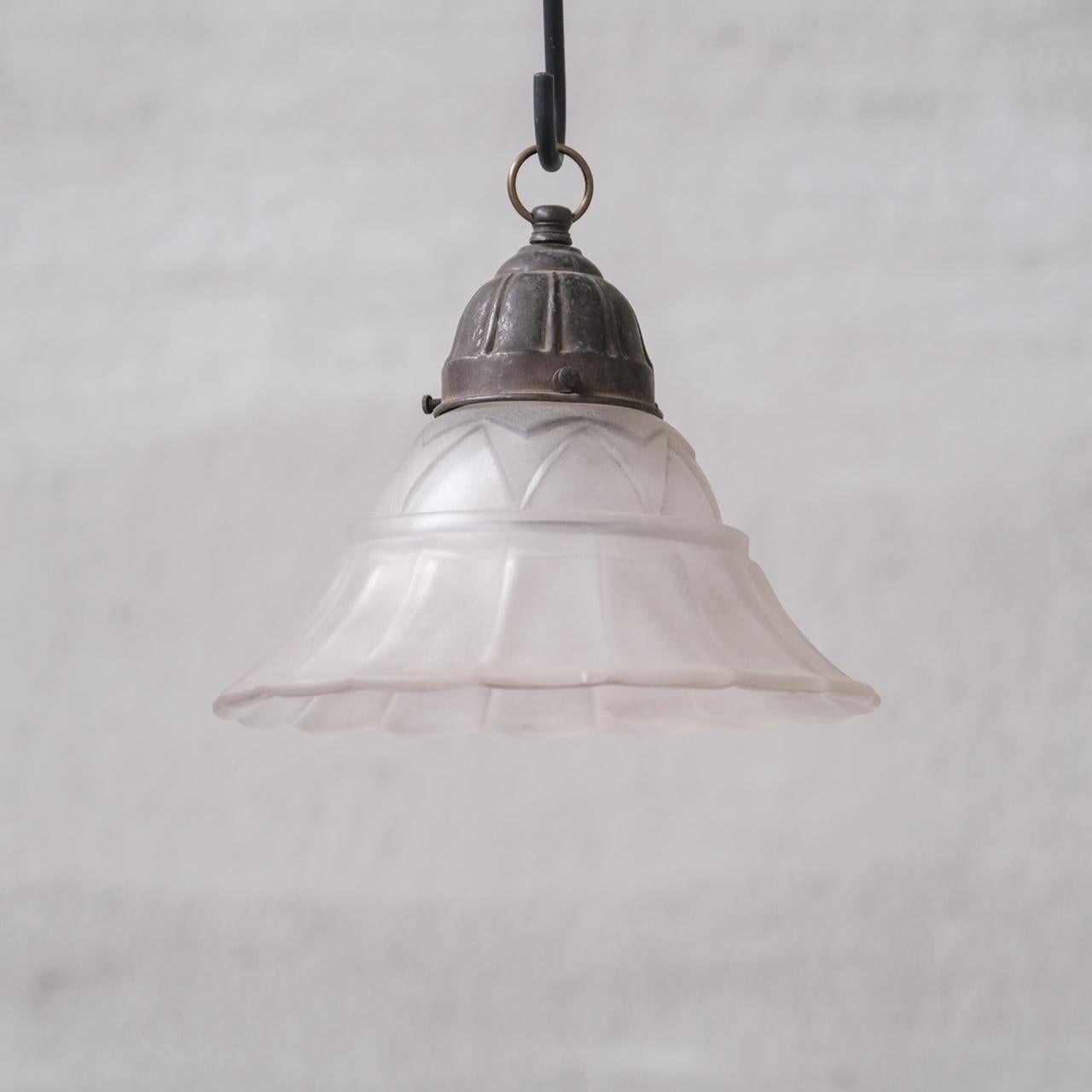 Art Deco Opaque Glass Pendant Lights (2 available) For Sale 1