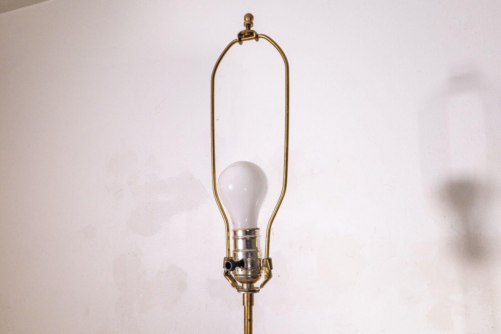 20th Century Art Deco Opaque Milk Glass and Brass Metal Floor Lamp For Sale