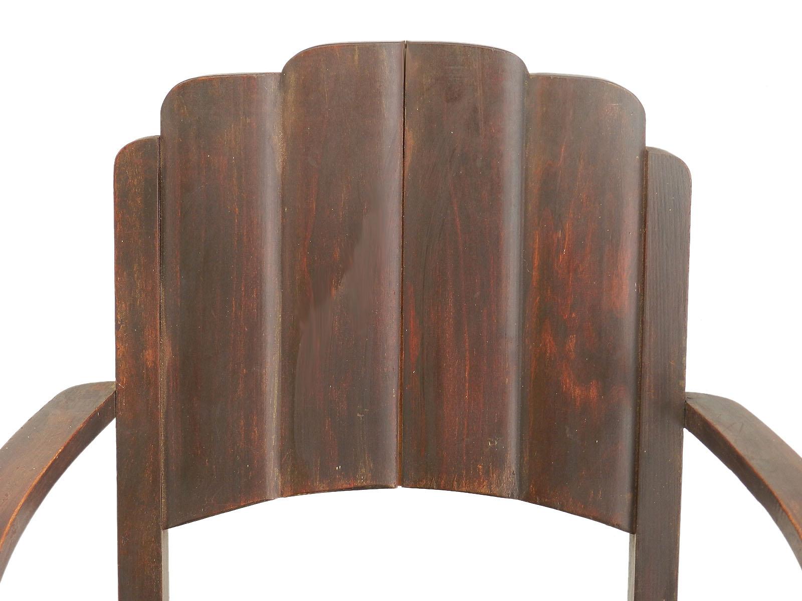 Mid-20th Century Five Art Deco Open Armchair Bridge Chairs Price per Piece includes Recovering