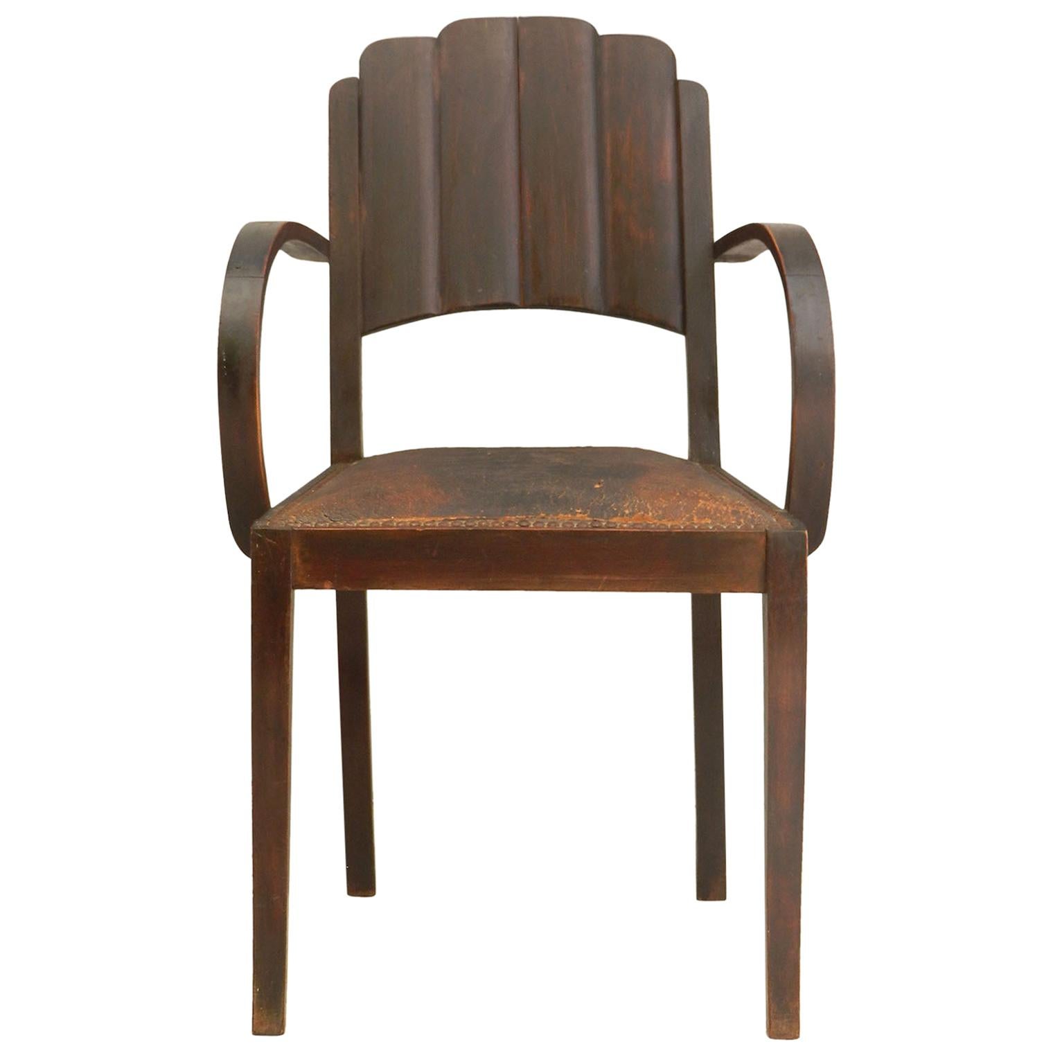 Five Art Deco Open Armchair Bridge Chairs Price per Piece includes Recovering