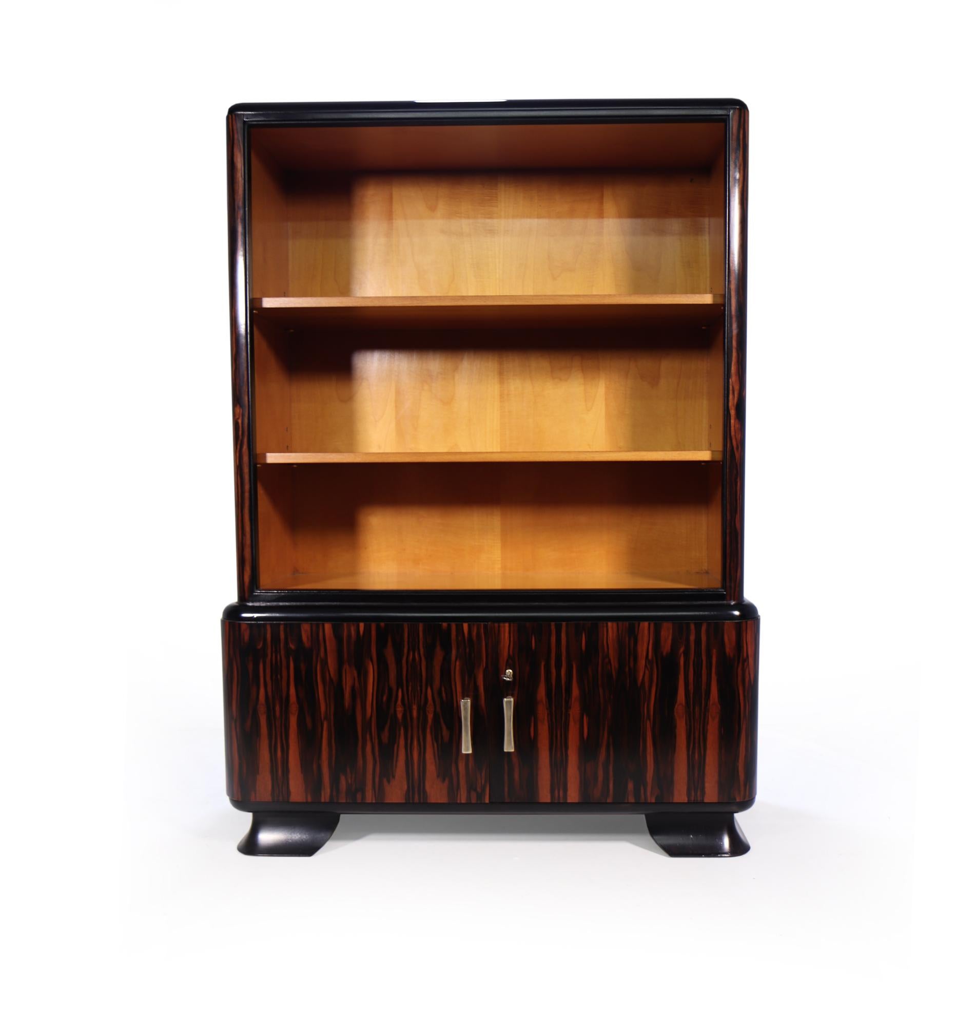 Art Deco Open Bookcase in Macassar Ebony by Jules Perrenoud In Excellent Condition In Paddock Wood Tonbridge, GB